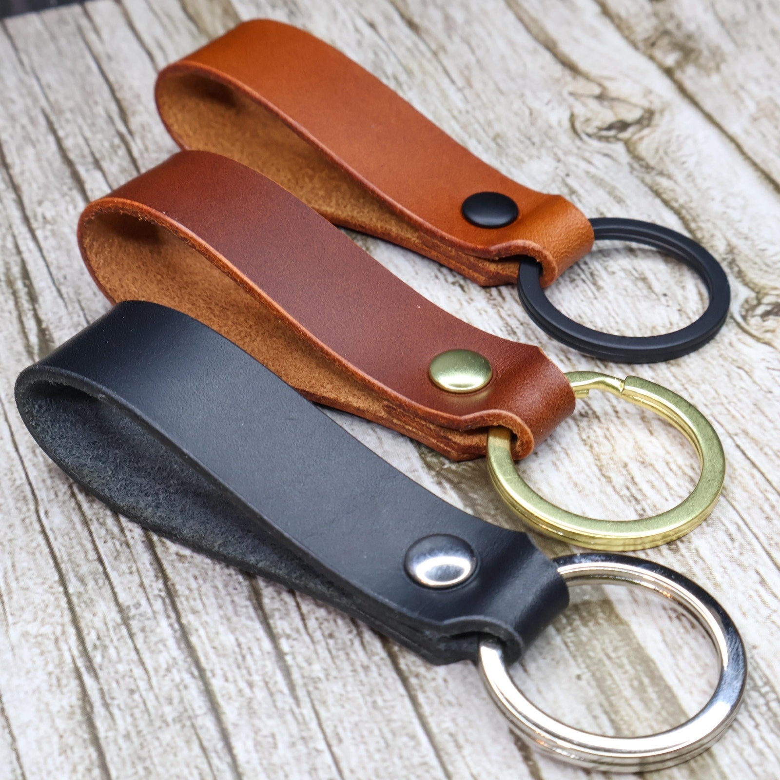 Personalized Italian Leather Keychain