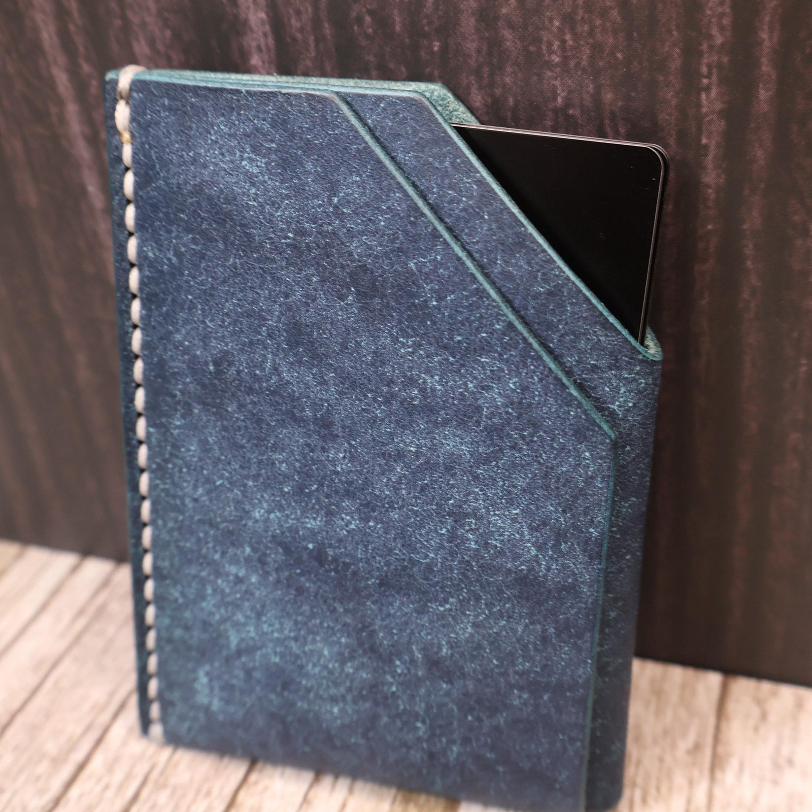 Sapphire Blue Slim Leather Card Holder