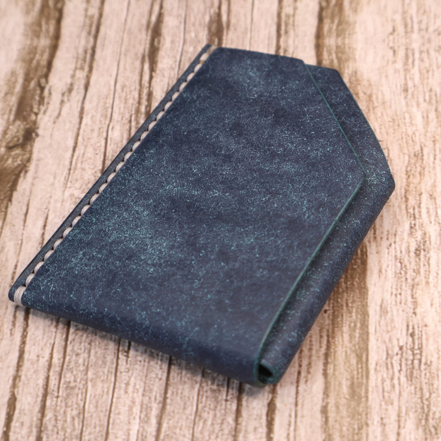 Sapphire Blue Slim Leather Card Holder