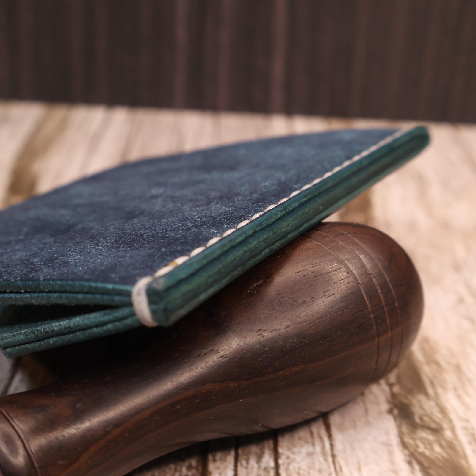 Sapphire Blue Slim Leather Card Holder