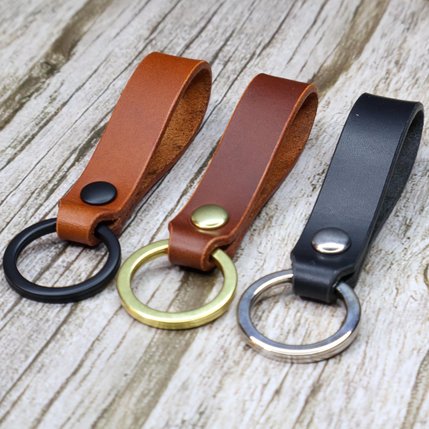 Minimalist Personalized Italian Leather Keychain