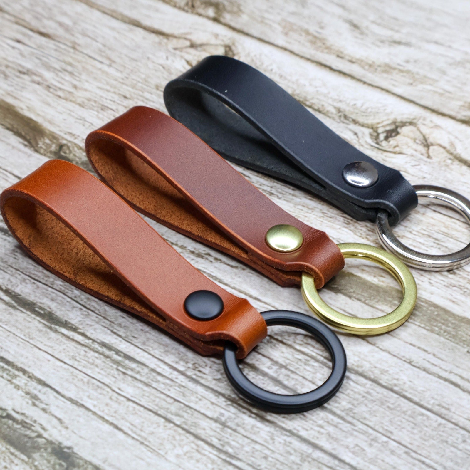 Minimalist Personalized Italian Leather Keychain