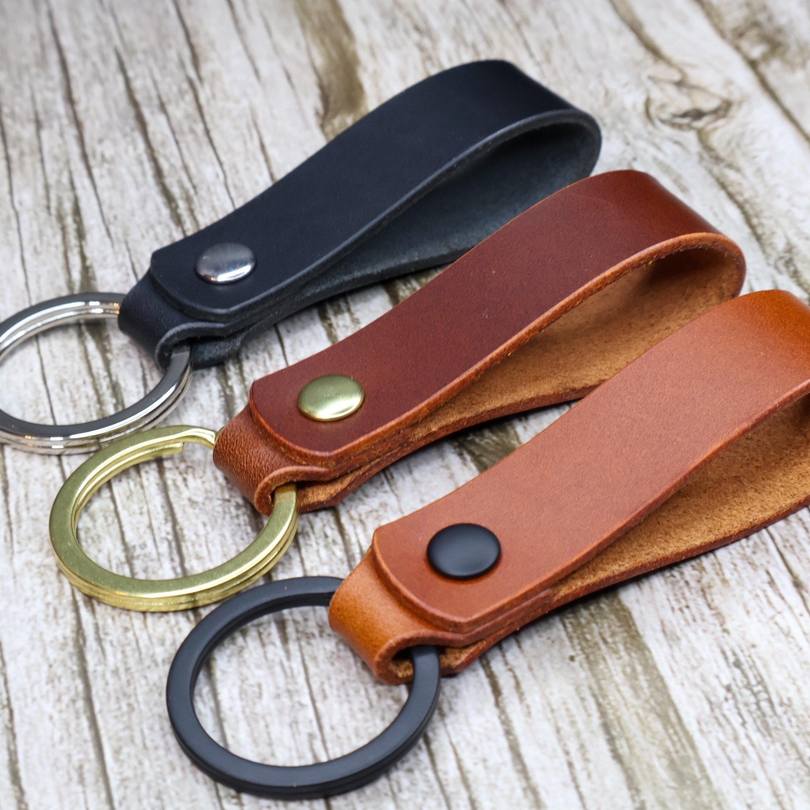 Personalized Italian Leather Keychain