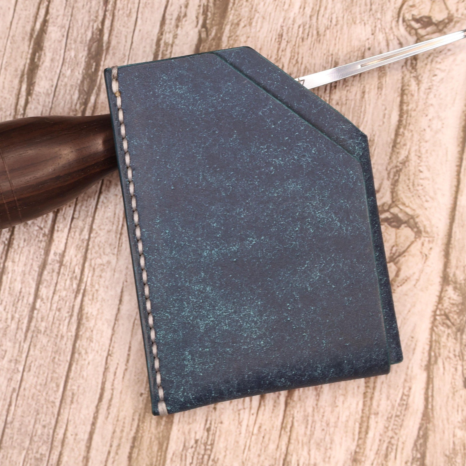 Sapphire Blue Slim Leather Card Holder